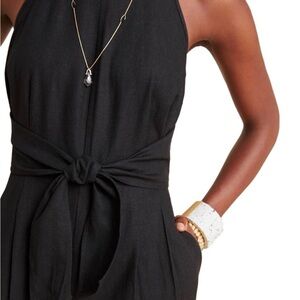 Anthropologie Greylin Linen Blend Black Jumpsuit Size M
